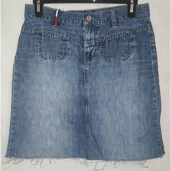 VTG Tommy Jeans Women's Denim Jean Mini Skirt Size 3 TOMMY HILFIGER Raw hem - Picture 1 of 8